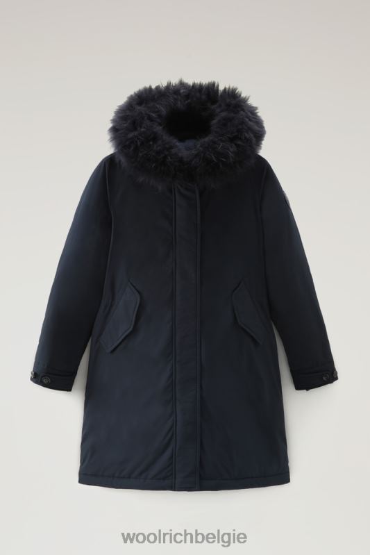 Keystone lange parka in urban touch met kasjmierbont Woolrich vrouwen 8TTN0295 Melton blauw kleding
