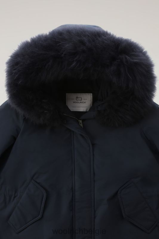 Keystone lange parka in urban touch met kasjmierbont Woolrich vrouwen 8TTN0295 Melton blauw kleding