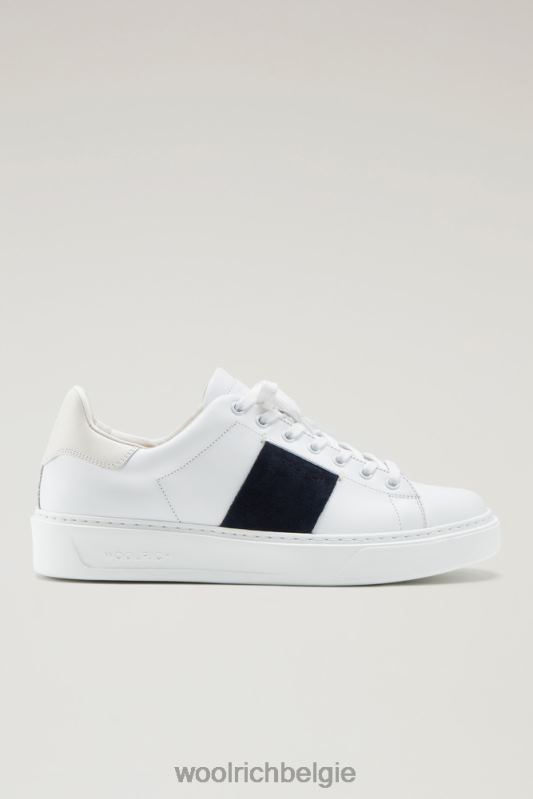 Klassieke pumps van zacht leer met contrasterende suède zijband Woolrich Heren 8TTN0784 witte indaco schoenen