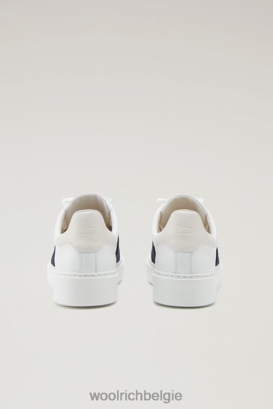 Klassieke pumps van zacht leer met contrasterende suède zijband Woolrich Heren 8TTN0784 witte indaco schoenen