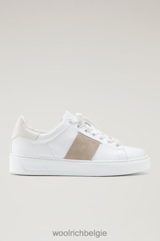 Klassieke pumps van zacht leer met contrasterende suède zijband Woolrich Heren 8TTN0785 witte crème schoenen