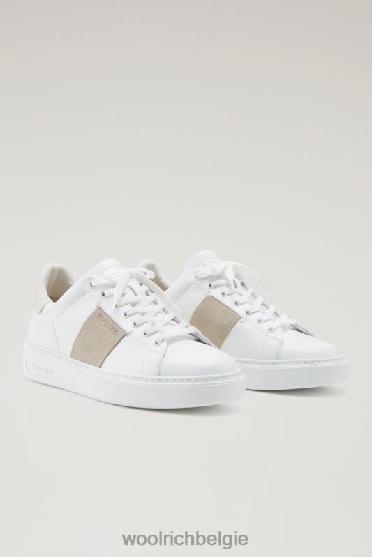 Klassieke pumps van zacht leer met contrasterende suède zijband Woolrich Heren 8TTN0785 witte crème schoenen