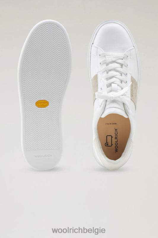 Klassieke pumps van zacht leer met contrasterende suède zijband Woolrich Heren 8TTN0785 witte crème schoenen