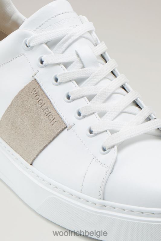 Klassieke pumps van zacht leer met contrasterende suède zijband Woolrich Heren 8TTN0785 witte crème schoenen