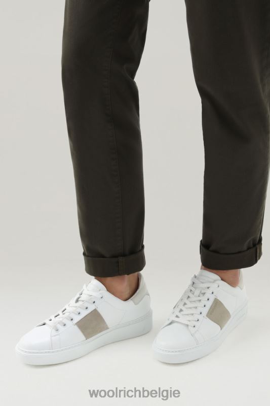 Klassieke pumps van zacht leer met contrasterende suède zijband Woolrich Heren 8TTN0785 witte crème schoenen