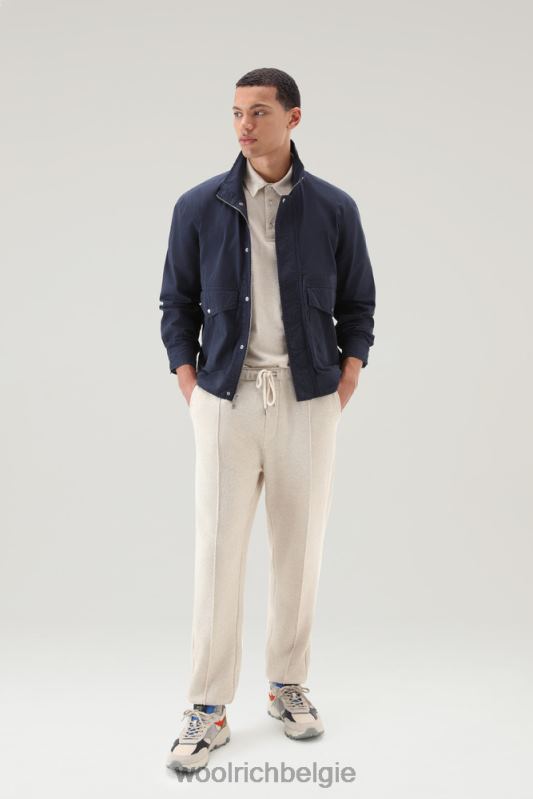 Kledinggeverfd bomberjack met ronde hals van puur katoen Woolrich Heren 8TTN0497 Melton blauw kleding