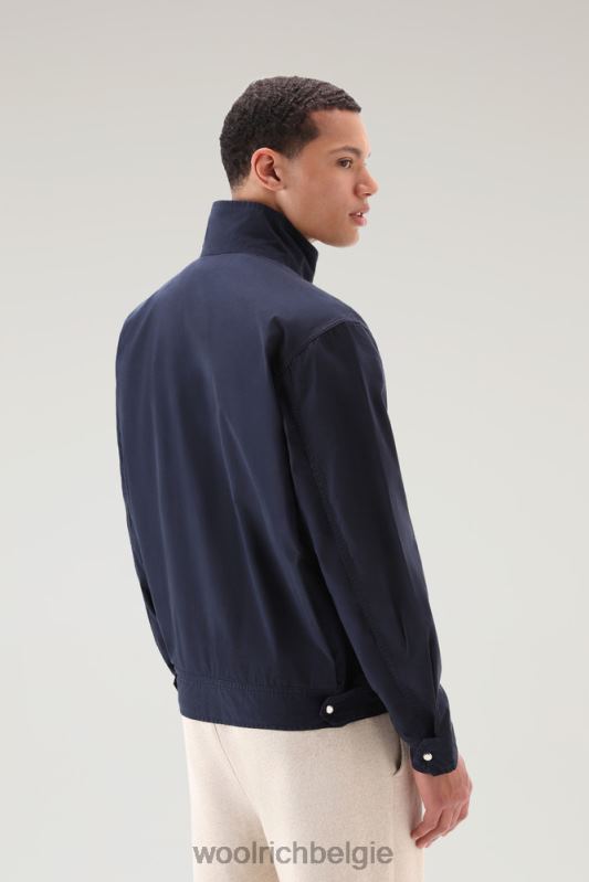 Kledinggeverfd bomberjack met ronde hals van puur katoen Woolrich Heren 8TTN0497 Melton blauw kleding