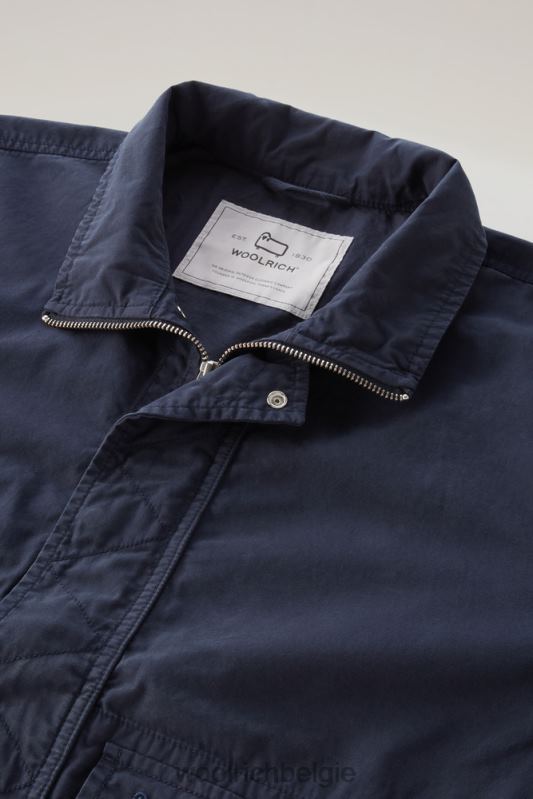 Kledinggeverfd bomberjack met ronde hals van puur katoen Woolrich Heren 8TTN0497 Melton blauw kleding