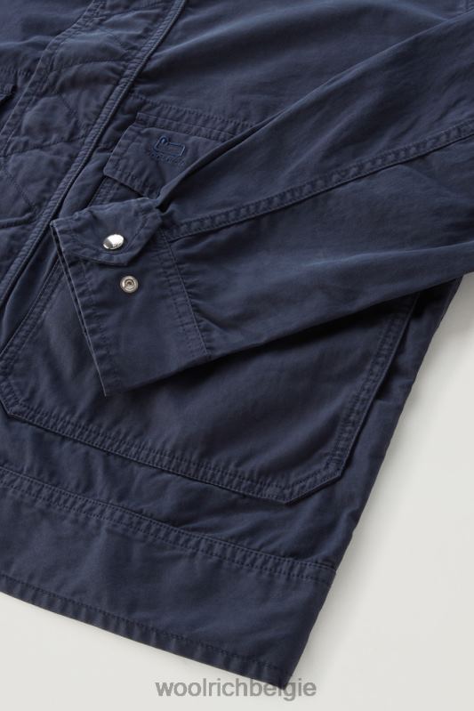 Kledinggeverfd bomberjack met ronde hals van puur katoen Woolrich Heren 8TTN0497 Melton blauw kleding