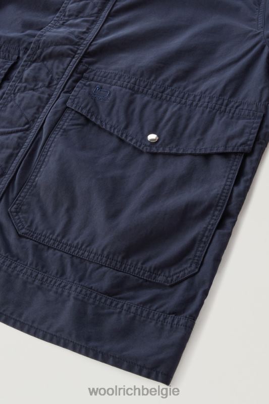 Kledinggeverfd bomberjack met ronde hals van puur katoen Woolrich Heren 8TTN0497 Melton blauw kleding