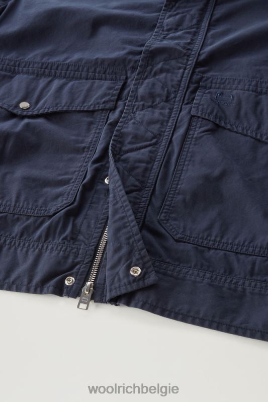 Kledinggeverfd bomberjack met ronde hals van puur katoen Woolrich Heren 8TTN0497 Melton blauw kleding