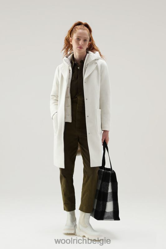 Kuna-parka van een mix van wol en kasjmier Woolrich vrouwen 8TTN0210 melkachtige crème kleding