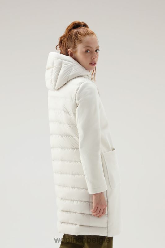Kuna-parka van een mix van wol en kasjmier Woolrich vrouwen 8TTN0210 melkachtige crème kleding