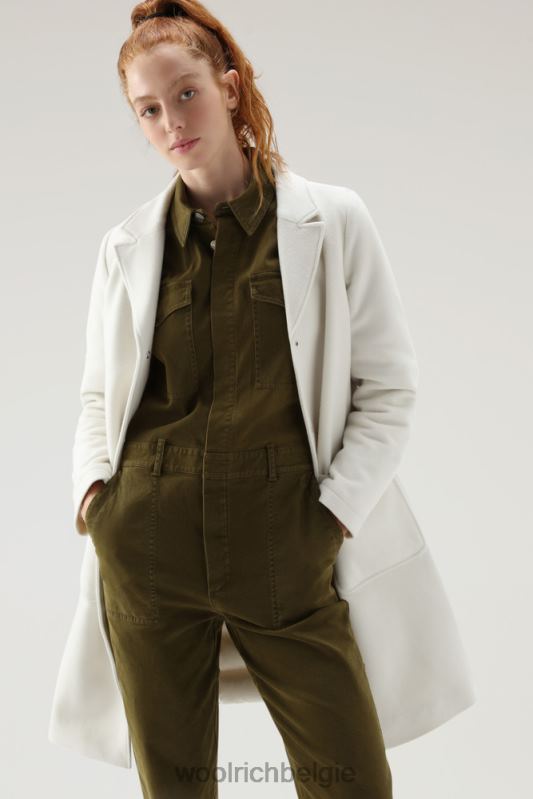 Kuna-parka van een mix van wol en kasjmier Woolrich vrouwen 8TTN0210 melkachtige crème kleding