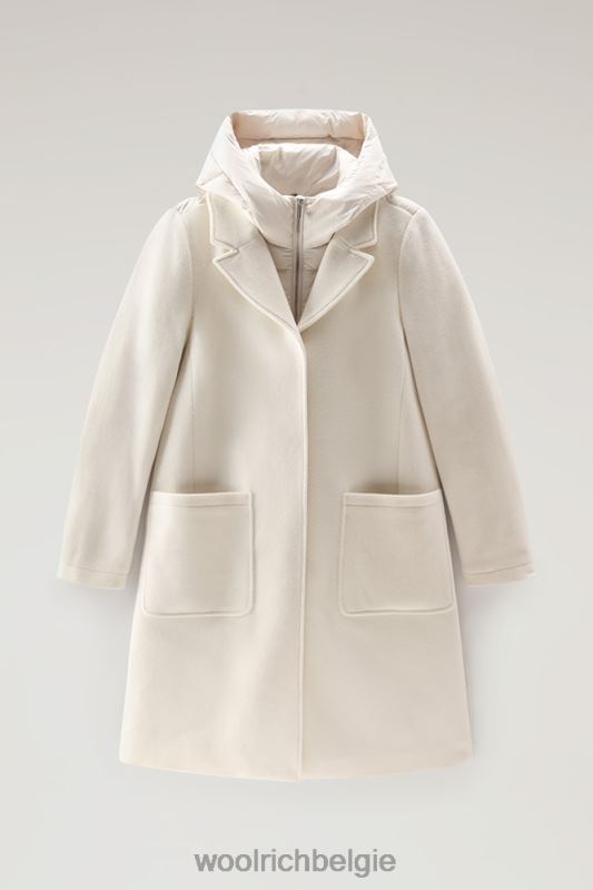 Kuna-parka van een mix van wol en kasjmier Woolrich vrouwen 8TTN0210 melkachtige crème kleding