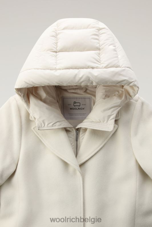 Kuna-parka van een mix van wol en kasjmier Woolrich vrouwen 8TTN0210 melkachtige crème kleding