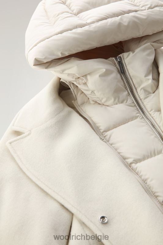 Kuna-parka van een mix van wol en kasjmier Woolrich vrouwen 8TTN0210 melkachtige crème kleding