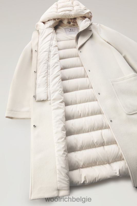 Kuna-parka van een mix van wol en kasjmier Woolrich vrouwen 8TTN0210 melkachtige crème kleding