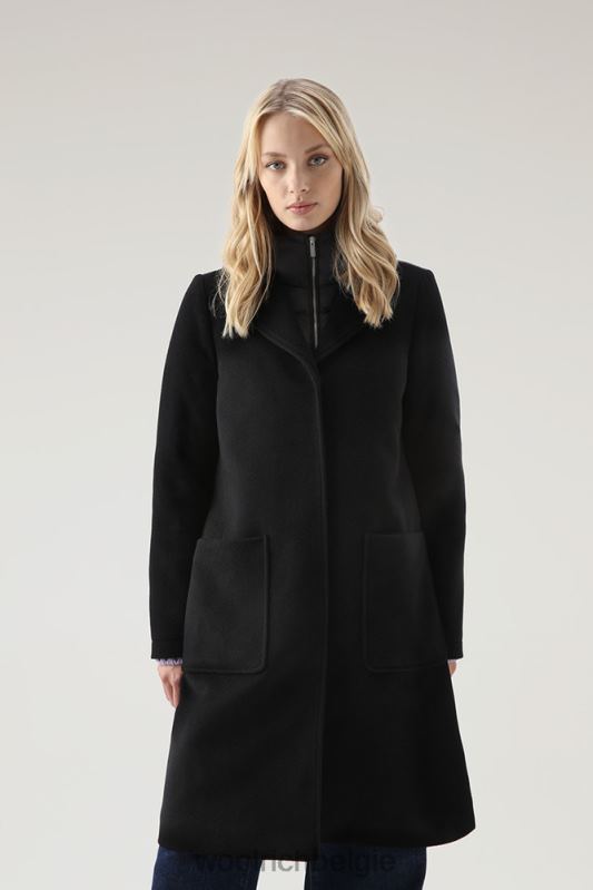 Kuna-parka van een mix van wol en kasjmier Woolrich vrouwen 8TTN0236 zwart kleding