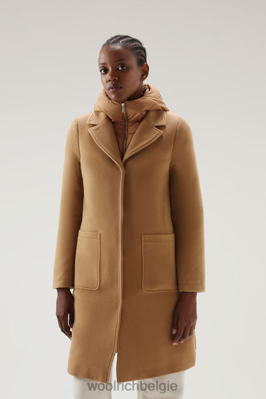 Kuna-parka van een mix van wol en kasjmier Woolrich vrouwen 8TTN0251 donkere kameel kleding