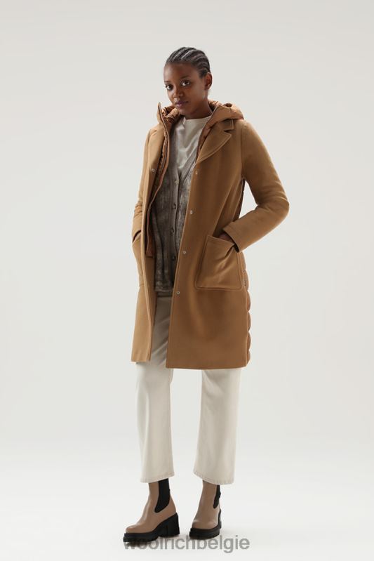 Kuna-parka van een mix van wol en kasjmier Woolrich vrouwen 8TTN0251 donkere kameel kleding