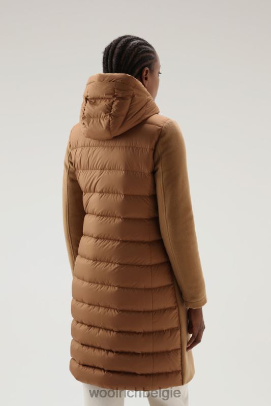 Kuna-parka van een mix van wol en kasjmier Woolrich vrouwen 8TTN0251 donkere kameel kleding