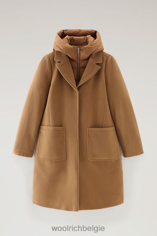 Kuna-parka van een mix van wol en kasjmier Woolrich vrouwen 8TTN0251 donkere kameel kleding