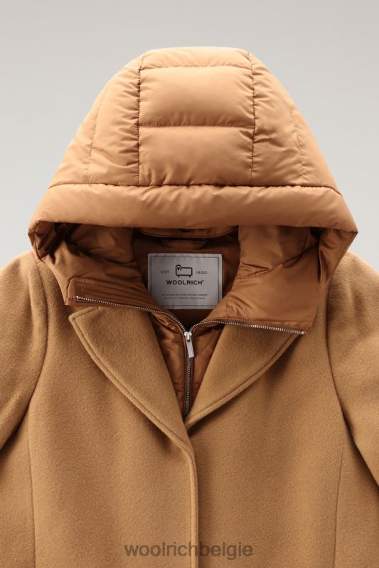 Kuna-parka van een mix van wol en kasjmier Woolrich vrouwen 8TTN0251 donkere kameel kleding
