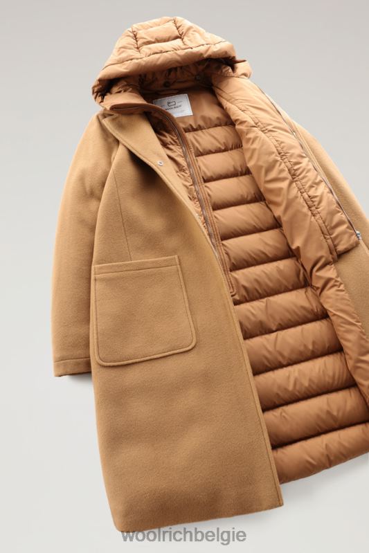 Kuna-parka van een mix van wol en kasjmier Woolrich vrouwen 8TTN0251 donkere kameel kleding