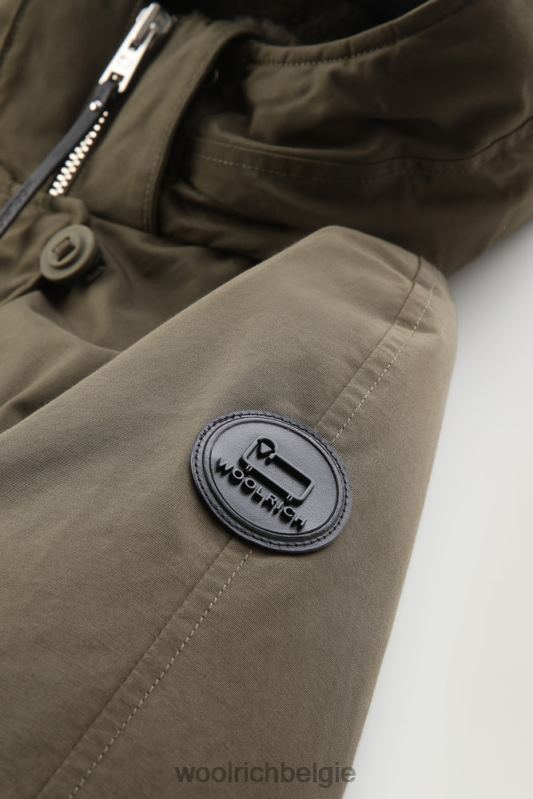 Lange parka van ramar-stof Woolrich vrouwen 8TTN0286 donkergroen kleding