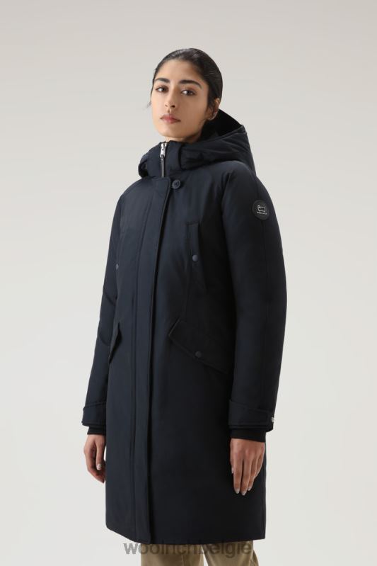 Lange parka van ramar-stof Woolrich vrouwen 8TTN0309 donker marine kleding