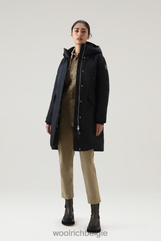 Lange parka van ramar-stof Woolrich vrouwen 8TTN0309 donker marine kleding