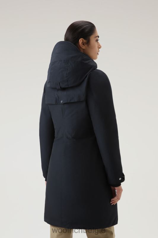 Lange parka van ramar-stof Woolrich vrouwen 8TTN0309 donker marine kleding