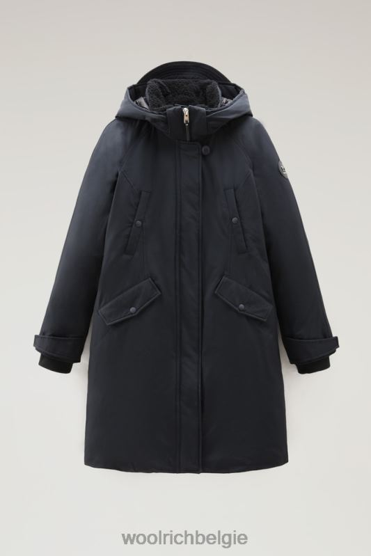 Lange parka van ramar-stof Woolrich vrouwen 8TTN0309 donker marine kleding