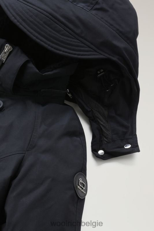 Lange parka van ramar-stof Woolrich vrouwen 8TTN0309 donker marine kleding