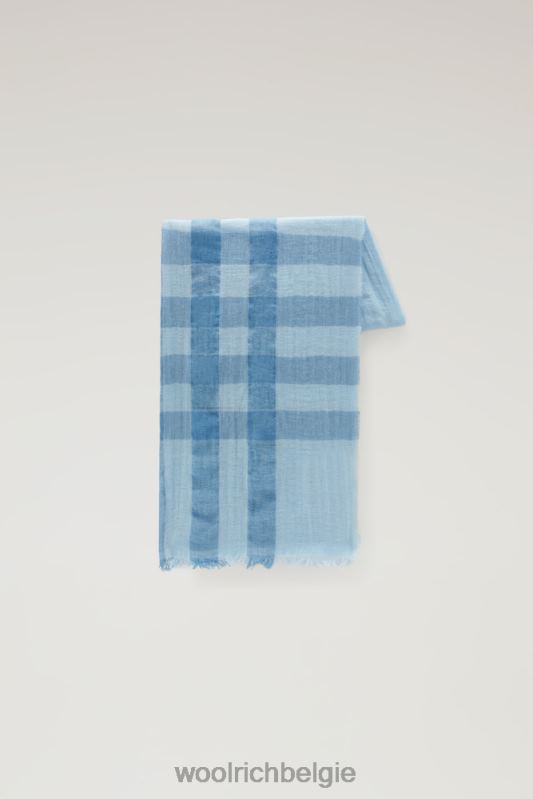 Licht geruite sjaal van linnenmix Woolrich vrouwen 8TTN0144 bleke indigo buffel accessoires