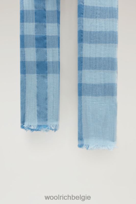 Licht geruite sjaal van linnenmix Woolrich vrouwen 8TTN0144 bleke indigo buffel accessoires