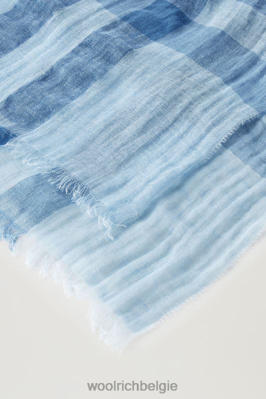 Licht geruite sjaal van linnenmix Woolrich vrouwen 8TTN0144 bleke indigo buffel accessoires