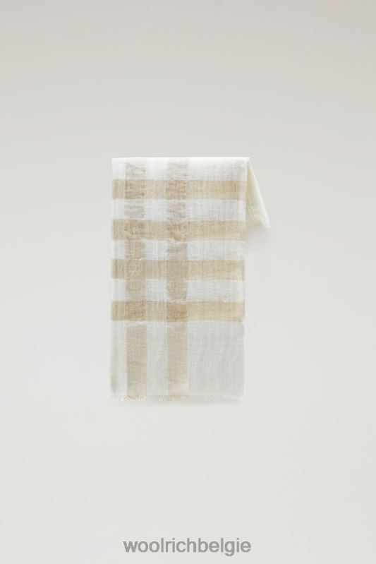 Licht geruite sjaal van linnenmix Woolrich vrouwen 8TTN0149 veer beige buffel accessoires