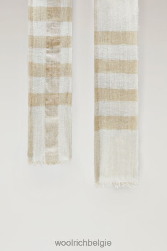 Licht geruite sjaal van linnenmix Woolrich vrouwen 8TTN0149 veer beige buffel accessoires
