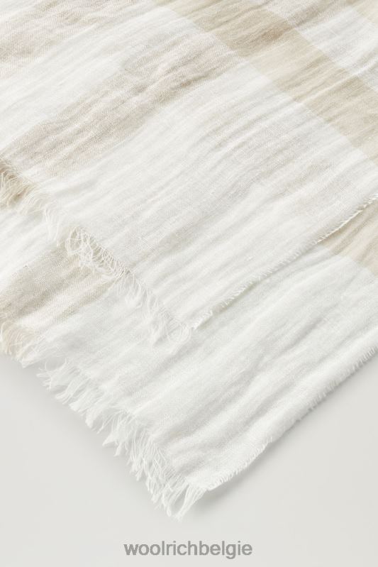 Licht geruite sjaal van linnenmix Woolrich vrouwen 8TTN0149 veer beige buffel accessoires