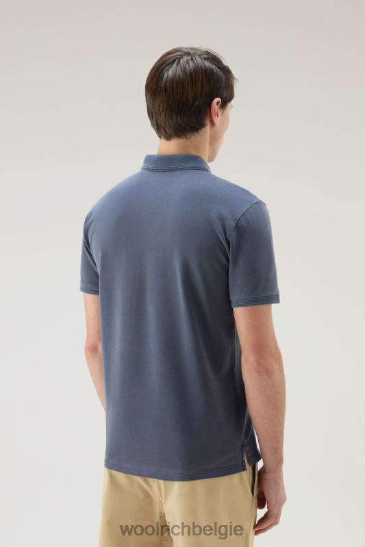 Mackinack-polo van kledingstuk-dye stretchkatoenen piquet Woolrich Heren 8TTN0783 Melton blauw kleding