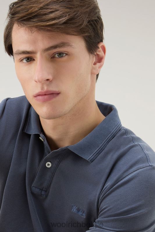 Mackinack-polo van kledingstuk-dye stretchkatoenen piquet Woolrich Heren 8TTN0783 Melton blauw kleding