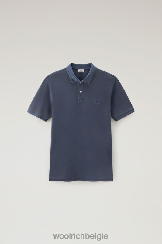 Mackinack-polo van kledingstuk-dye stretchkatoenen piquet Woolrich Heren 8TTN0783 Melton blauw kleding