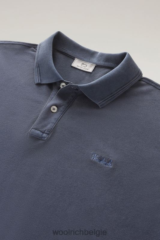 Mackinack-polo van kledingstuk-dye stretchkatoenen piquet Woolrich Heren 8TTN0783 Melton blauw kleding