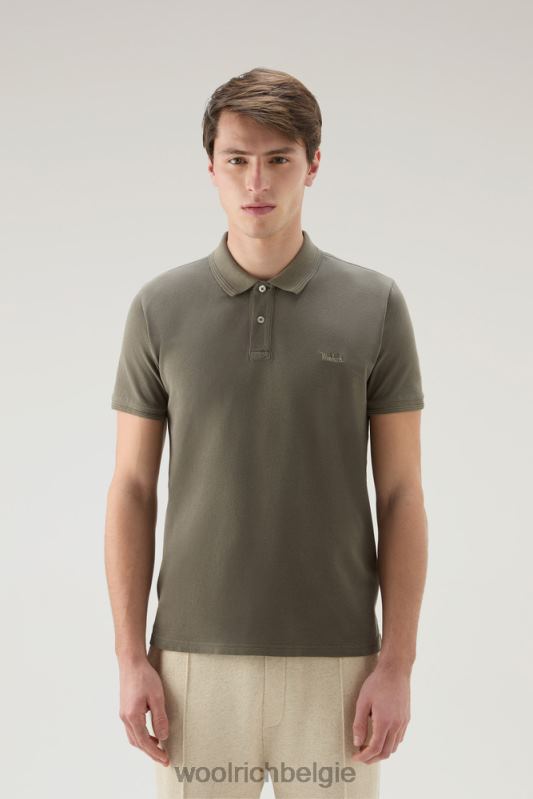 Mackinack-polo van kledingstuk-dye stretchkatoenen piquet Woolrich Heren 8TTN0788 donkergroen kleding