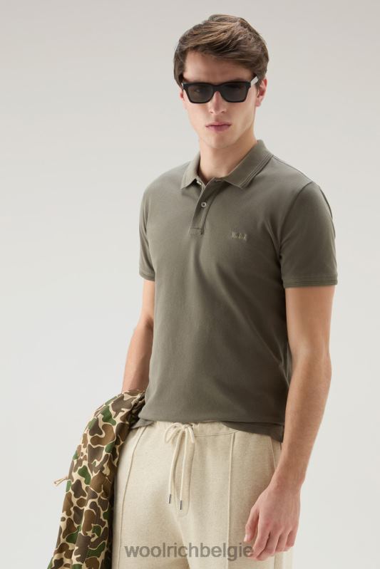 Mackinack-polo van kledingstuk-dye stretchkatoenen piquet Woolrich Heren 8TTN0788 donkergroen kleding