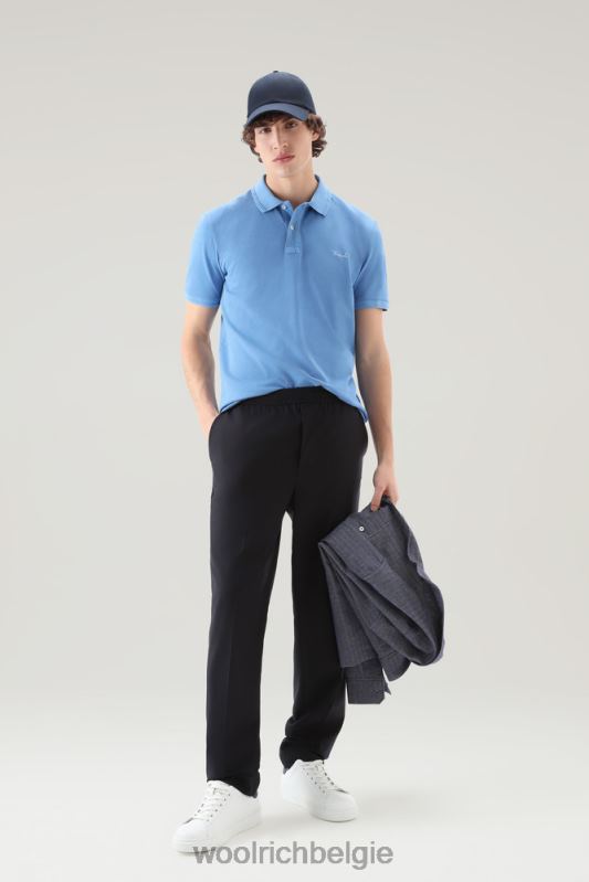Mackinack-polo van kledingstuk-dye stretchkatoenen piquet Woolrich Heren 8TTN0789 klokje blauw kleding
