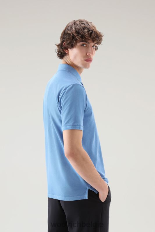 Mackinack-polo van kledingstuk-dye stretchkatoenen piquet Woolrich Heren 8TTN0789 klokje blauw kleding