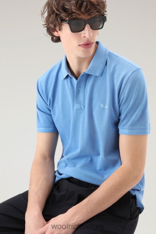 Mackinack-polo van kledingstuk-dye stretchkatoenen piquet Woolrich Heren 8TTN0789 klokje blauw kleding